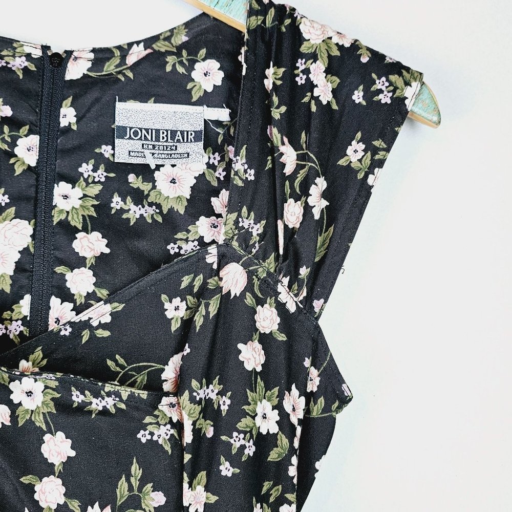 Vintage 1980's Joni Blair Floral Sweetheart Neckline Button-up Jumpsuit - Picture 3 of 12